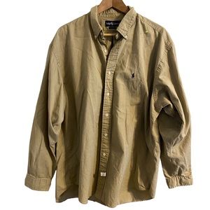 Polo Ralph Lauren SHIRT Men's XL 100% Cotton Button Front Khaki Tan
